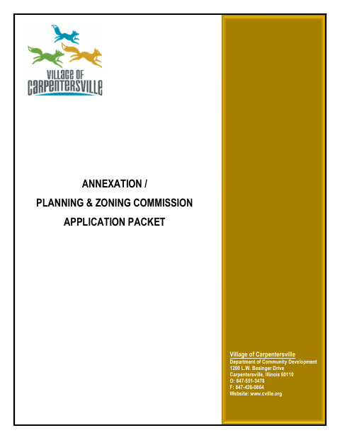 First page of the Annexation and Planning & Zoning Commission Application Packet