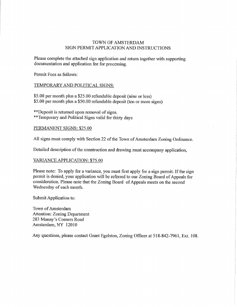 First page of the Sign Permit Application