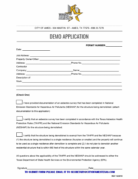 First page of the Demo Application