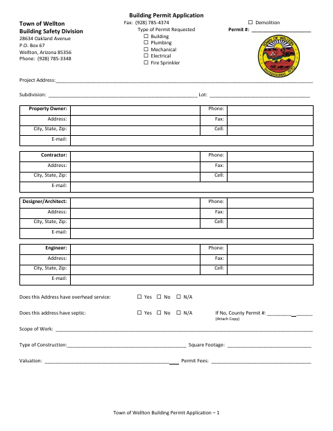 First page of the Building Permit Application
