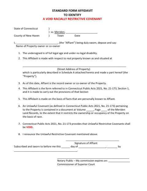 First page of the Affidavit to Identify a Void Racially Restrictive Covenant