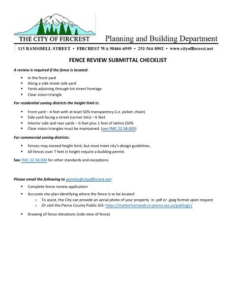 First page of the Fence Review Application