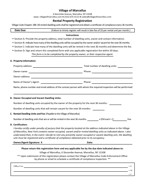 First page of the Rental Property Registration