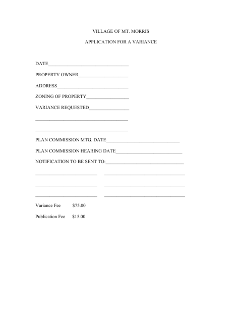 First page of the Application for a Variance
