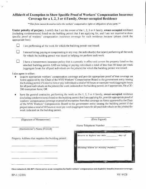 First page of the Homeowner Waiver Affidavit