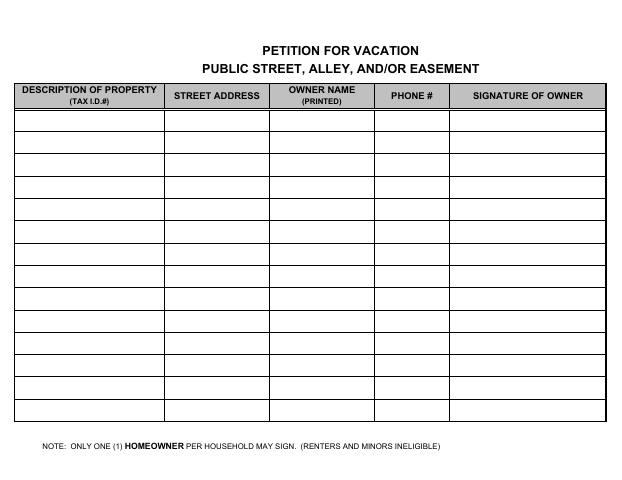 First page of the Petition to Vacate Signature Page
