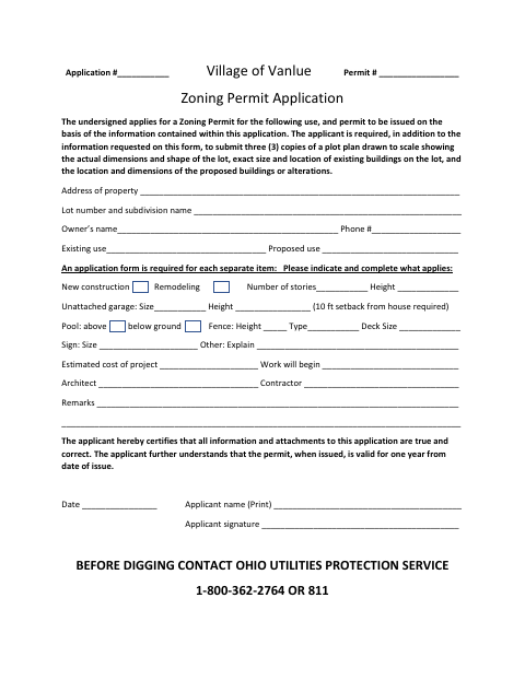 First page of the Zoning Permit Application