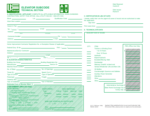 First page of the Elevator Subcode Technical Section