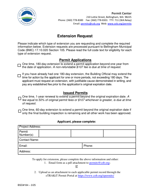 First page of the Extension Request