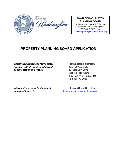 First page of the Property Planning Board Application