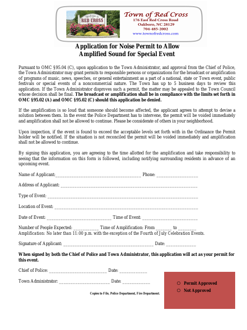 First page of the Application for Noise Permit