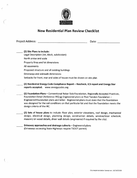 First page of the Residential Building Permit Request Form