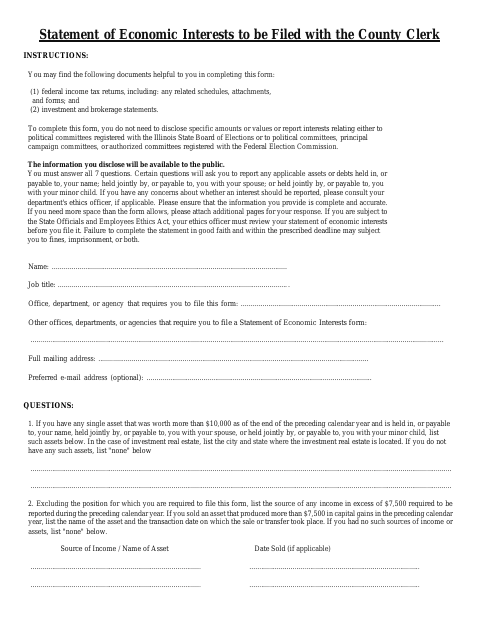 First page of the Statement of Economic Interests