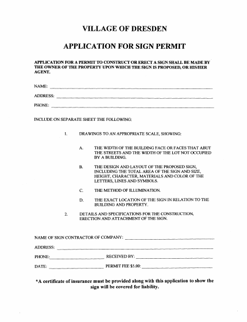 First page of the Sign Permit Application