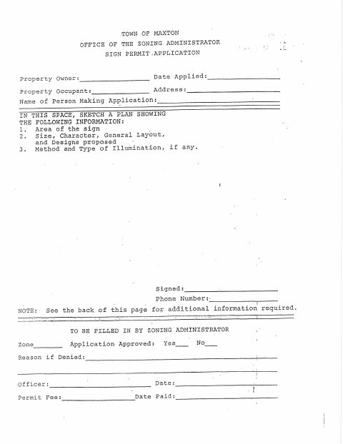 First page of the Sign Permit Application