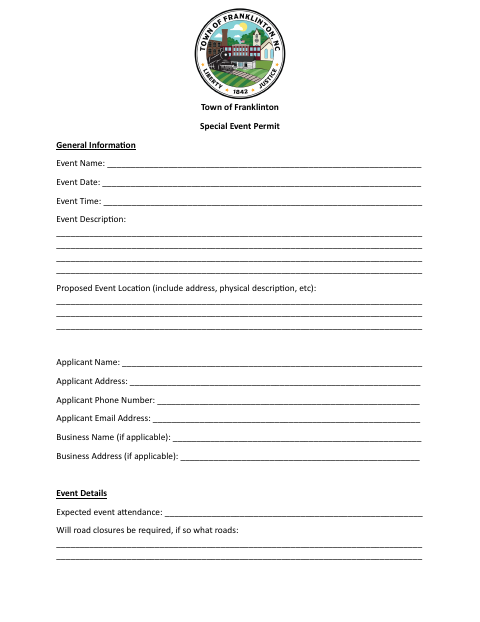 First page of the Special Event Permit