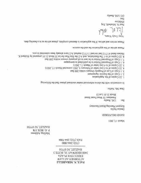 First page of the Planning Board Land Use Application