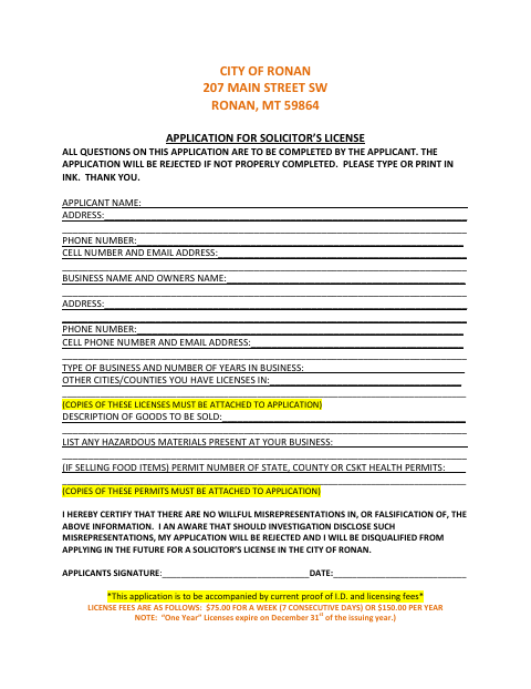 First page of the Application for Solicitor’s License