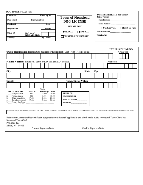 First page of the Dog License Application