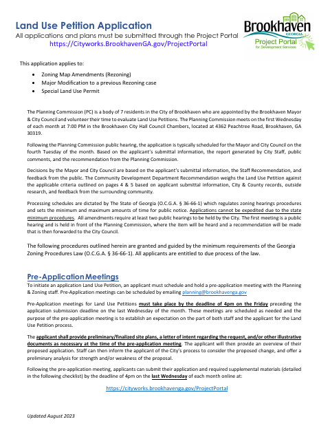 First page of the Rezoning and Special Land Use Permit Application