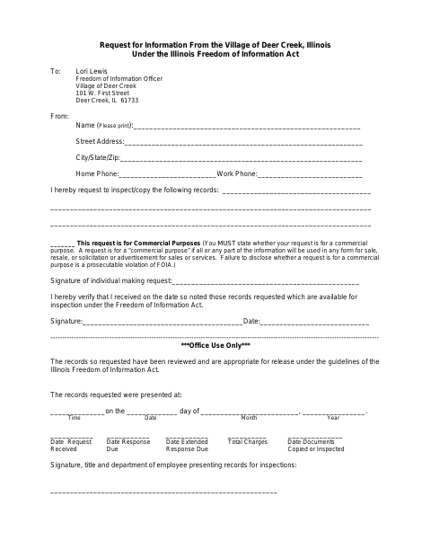 First page of the Request for Information