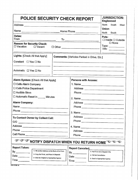 First page of the Police Security Check Form