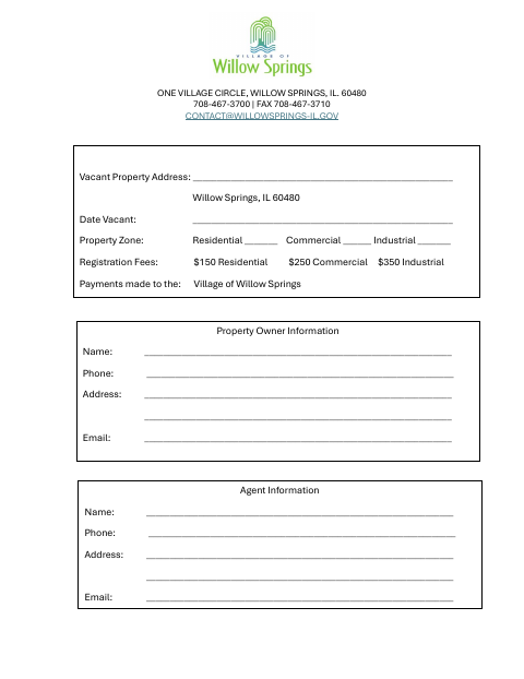 First page of the Vacant Property Registration
