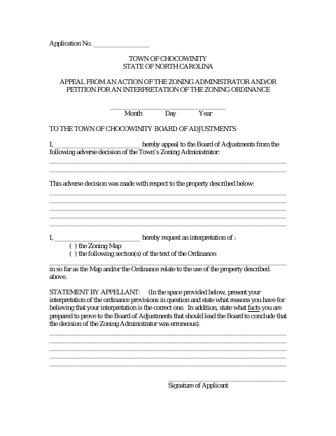 First page of the Appeal From an Action of the Zoning Administrator