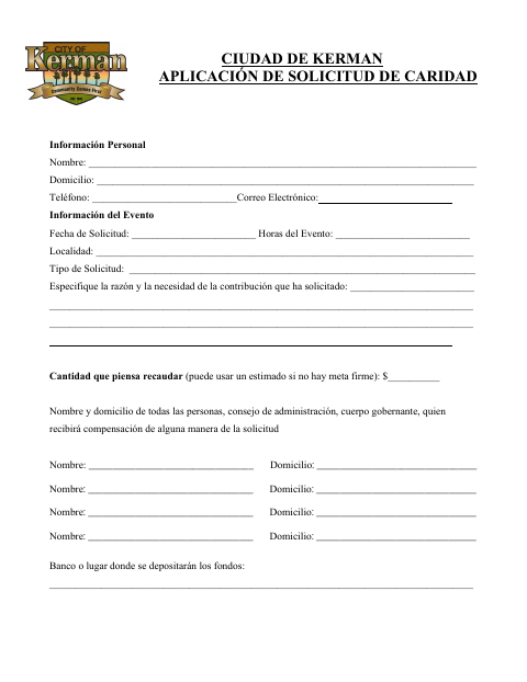First page of the Charity Solicitation Application