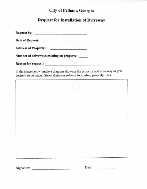 First page of the Driveway Installation Request