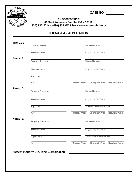 First page of the Lot Merger Application