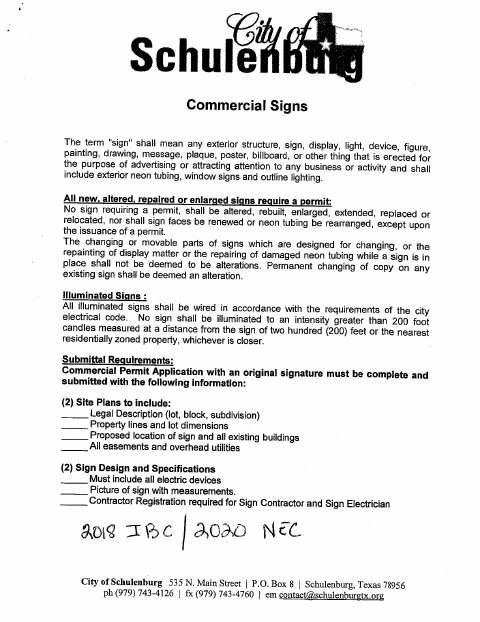 First page of the Commercial Permit Application