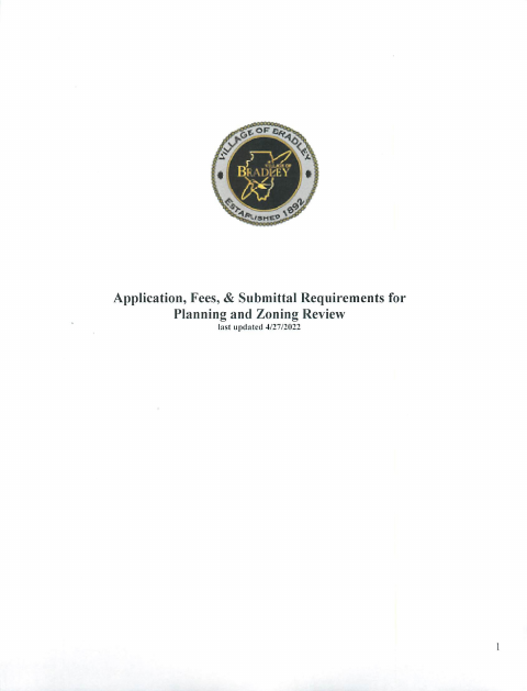 First page of the Planning and Zoning Application Packet