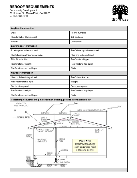 First page of the Reroof Requirements