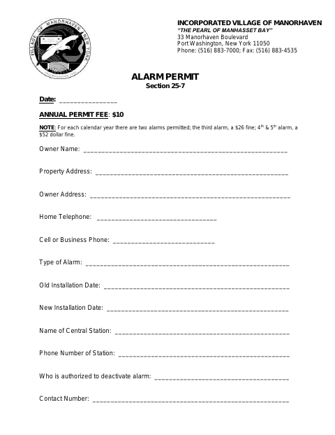 First page of the Alarm Permit