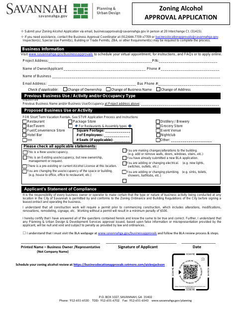 First page of the Zoning Alcohol Approval Application