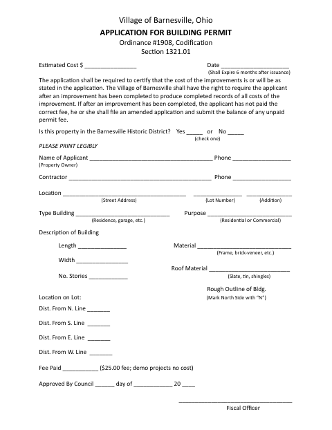 First page of the Application for Building Permit