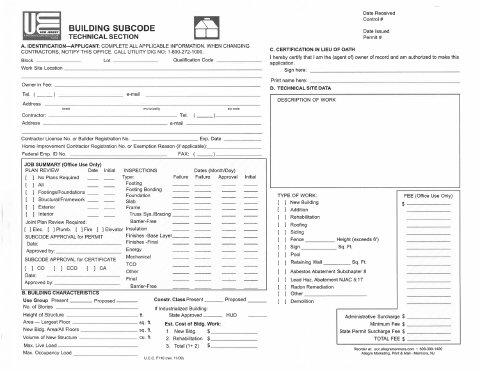 First page of the Building Permit Application