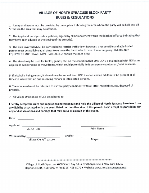 First page of the Block Party Permit Application