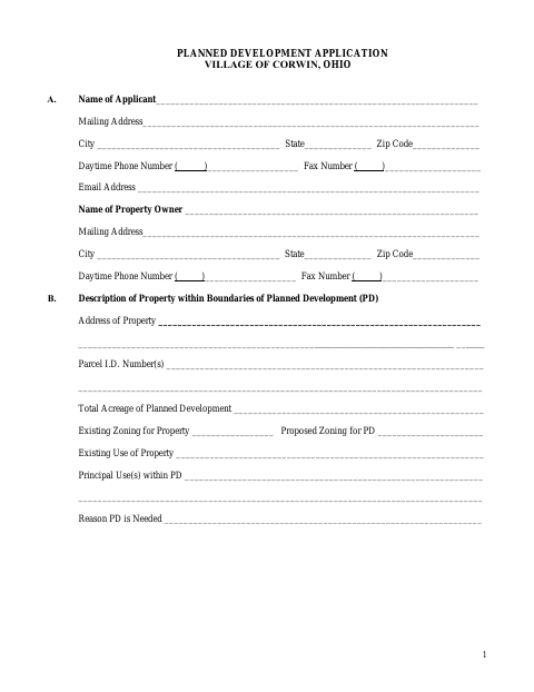 First page of the Planned Development Application