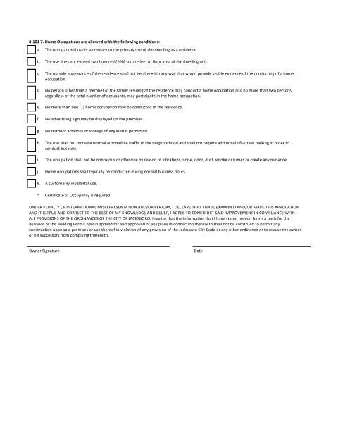 First page of the Home Occupations Regulations