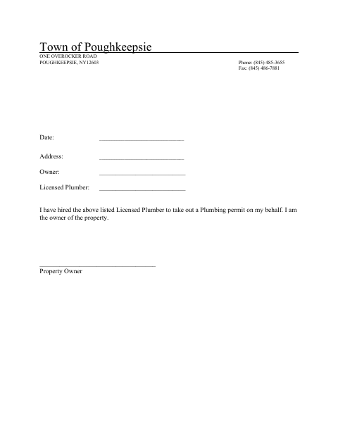 First page of the Plumbing Authorization Form