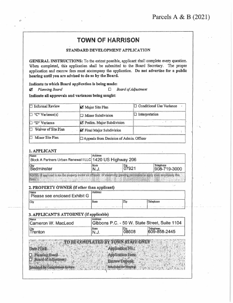 First page of the Amended Development Application