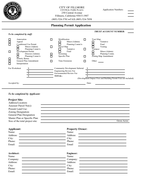 First page of the Planning Application
