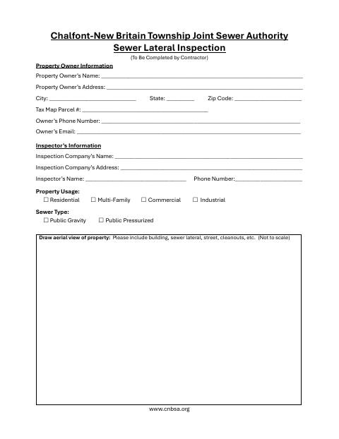 First page of the Sewer Lateral Inspection (For Contractor)