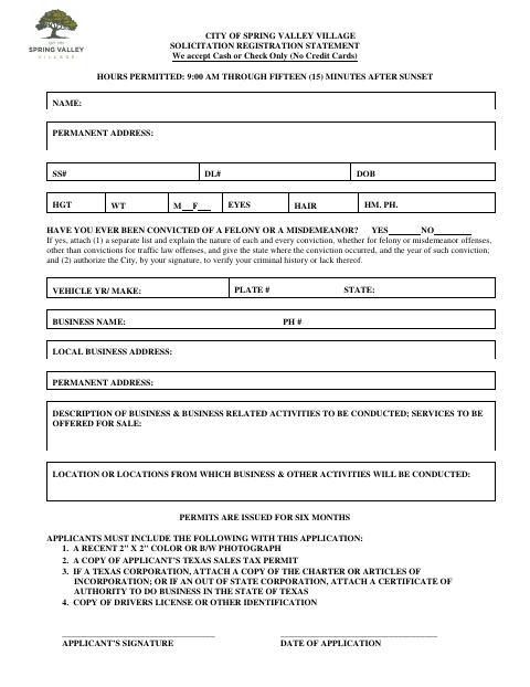 First page of the Solicitation Registration Statement
