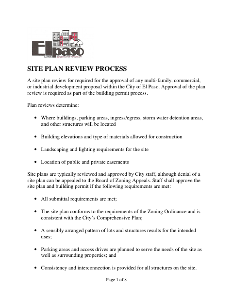 First page of the Site Plan Review Application