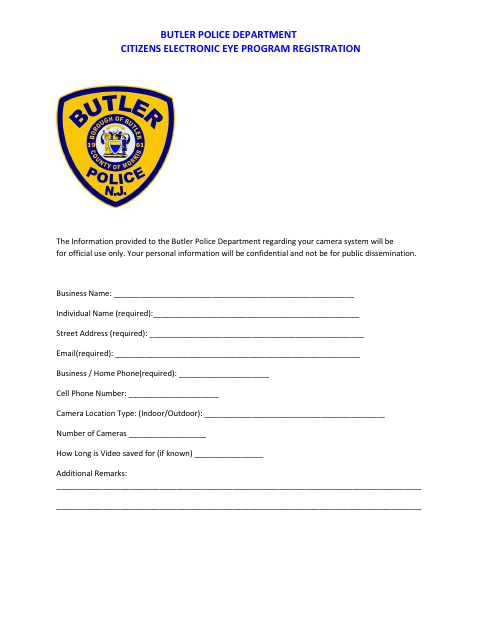 First page of the Citizens Electronic Eye Program Registration