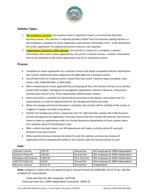 First page of the Solicitor License Information Form