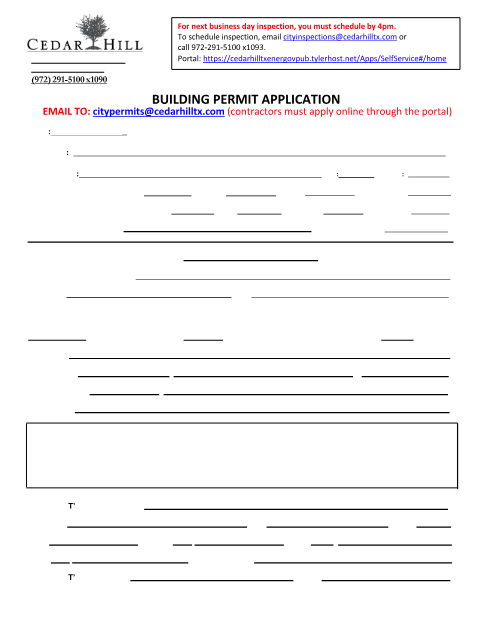 First page of the Building Permit Application